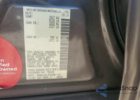 2017 Nissan Altima 2.5 z USA, uszkodzony, nr VIN 1N4AL3APXHN307981